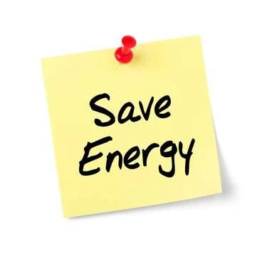 Yellow paper note with text Save Energy Yellow paper note with text Save E... 写真素材