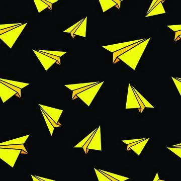 Yellow Paper Planes Pattern Stock Illustration