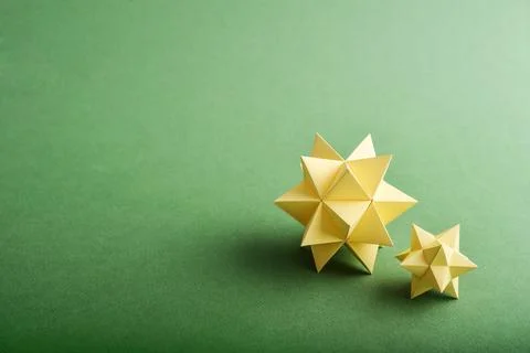 Yellow paper polyhedrons Stock Photos