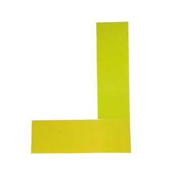 Yellow paper rectangles arranged in an l shape on black background Stock Illustration