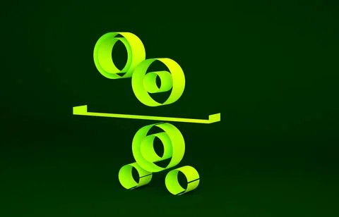 Yellow Paper roll of a printing press icon isolated on green background. Mini 스톡 일러스트