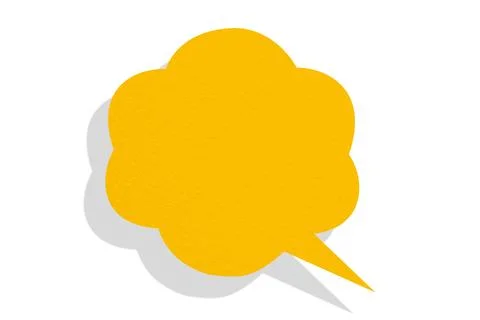 Yellow paper speech bubbles separated on white background Illustrazione stock