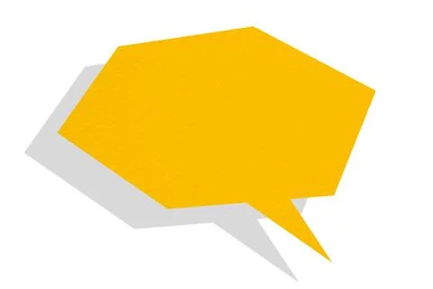 Yellow paper speech bubbles separated on white background Illustrazione stock