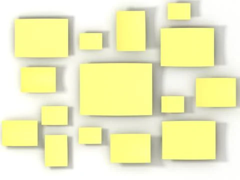 Yellow Paper stickers. 3D render Stock Illustration