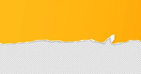 Yellow paper with torn edges and soft shadow are on squared background for text. Stock Illustration
