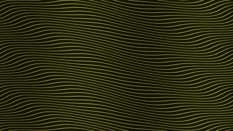 Yellow parallel wave lines slow flowing animation on black background. Dynami Stock Footage 202599430
