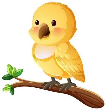 Yellow Parrot Perched on Branch Vector Illustration Illustrazione stock