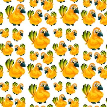 Yellow parrot seamless pattern 스톡 일러스트