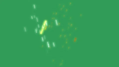 Yellow particle appearing moving down-left nudging dots trailing trails Stock Footage 329531922