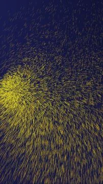 Yellow particle streams flowing through deep blue space, dynamic data and e.. Stock Illustration