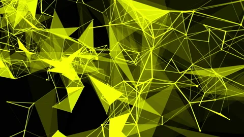 Yellow particles are moving slowly against a dark background. abstract animation Stock Footage 97166121