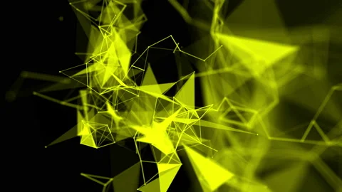Yellow particles are moving slowly against a dark background. abstract animation Stock Footage 97166136