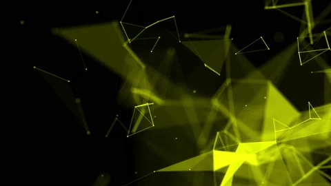 Yellow particles are moving slowly against a dark background. abstract animation Stock Footage 97166252