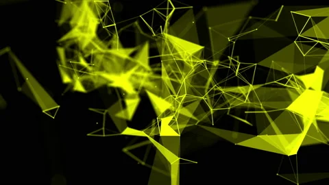 Yellow particles are moving slowly against a dark background. abstract animation Stock Footage 97166253