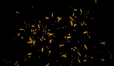 Yellow particles effect dust debris isolated on background, motion powder spr Stock Illustration