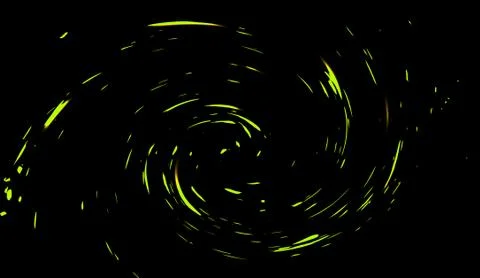 Yellow particles effect dust debris isolated on black background, motion powd Stock Illustration