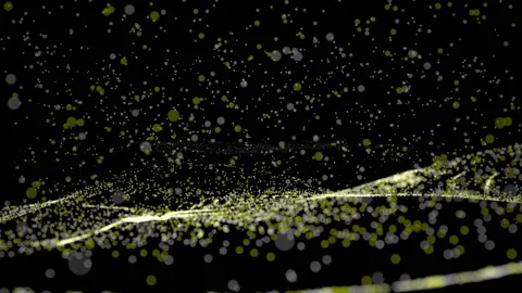 Yellow particles fall from above onto the waves Stock Footage 151961993