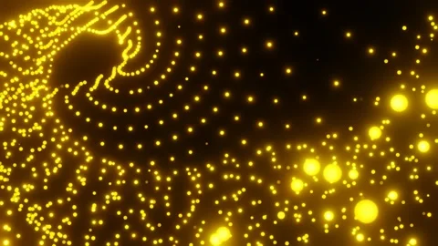 Yellow particles move chaotically on a black background. 3d render looped animat Video stock 312873308