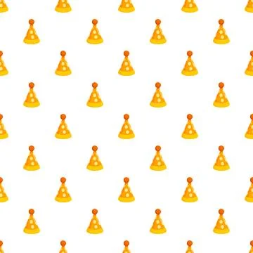 Yellow party hat seamless pattern on white background Stock Illustration