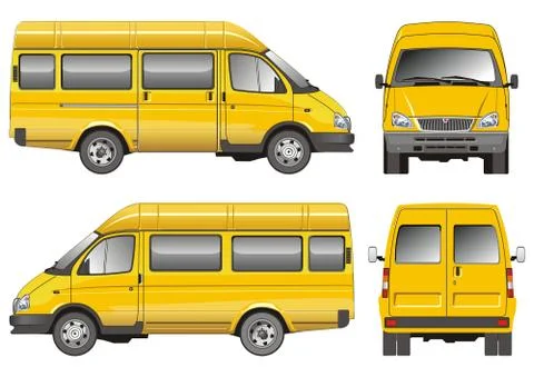 Yellow passenger van Stock Illustration
