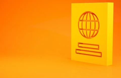 Yellow Passport with biometric data icon isolated on orange background. Ident 스톡 일러스트