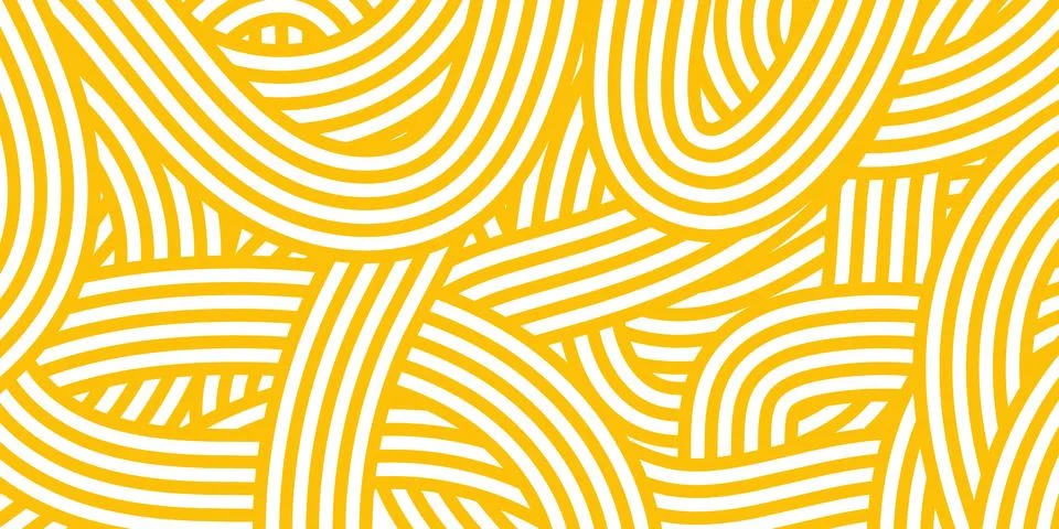 Yellow pasta pattern with abstract spaghetti waves. Italian cuisine food ba.. Stock Illustration