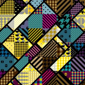 Yellow patchwork pattern 스톡 일러스트