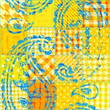 Yellow patchwork pattern Stock Illustration