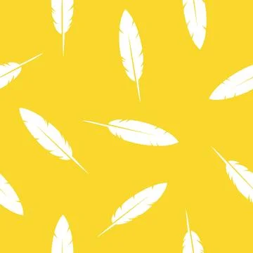 Yellow pattern Birds Feather- seamless pattern, yellow and white background.. Stock Illustration