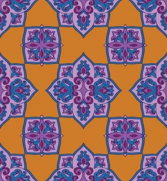 Yellow pattern of purple elements. Stock Illustration