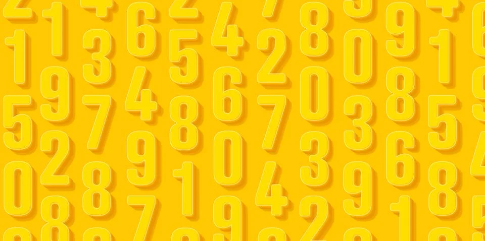 Yellow pattern with yellow 3d numbers light and shadow, letters forming dynam Stock Illustration