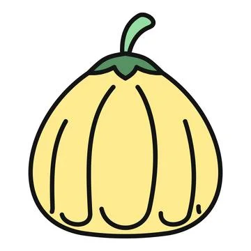 Yellow pattypan squash vegetable drawing icon design Stock Illustration