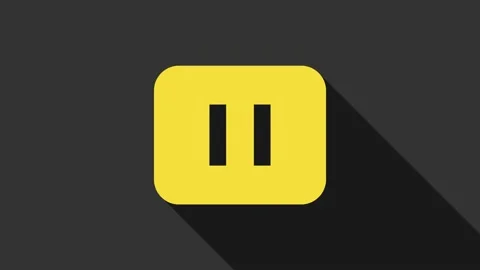 Yellow Pause button icon isolated on grey background. 4K Video motion graphic Stock Footage 156436259