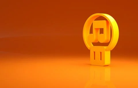Yellow Pause button icon isolated on orange background. Minimalism concept. 3d Stock Illustration