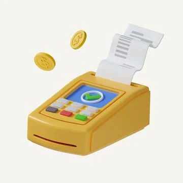 Yellow payment machine or pos terminal, electronic bill payment and credit card Stock Illustration
