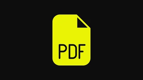 Yellow PDF file document. Download pdf button icon isolated on black background Video stock 233071422