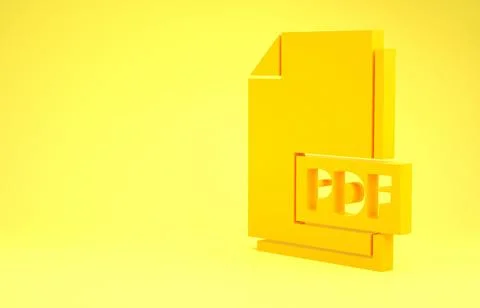 Yellow PDF file document. Download pdf button icon isolated on yellow backgro 스톡 일러스트