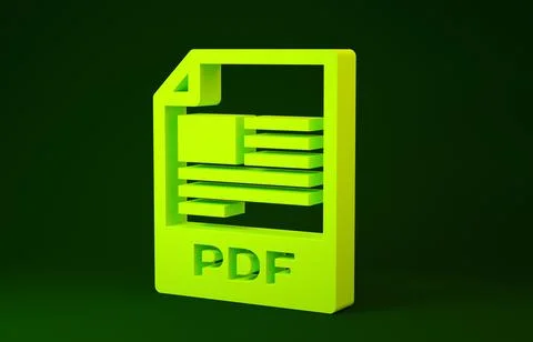 Yellow PDF file document. Download pdf button icon isolated on green backgrou 스톡 일러스트