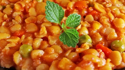 Yellow pea stew stewed split peas Stock Footage 97238540