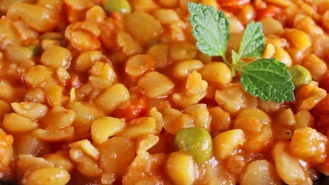 Yellow pea stew stewed split peas Video stock 97238760
