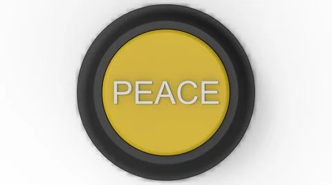 Yellow peace button isolated 3d illustration render Stock Illustration