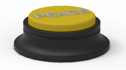 Yellow peace button isolated 3d illustration render 스톡 일러스트