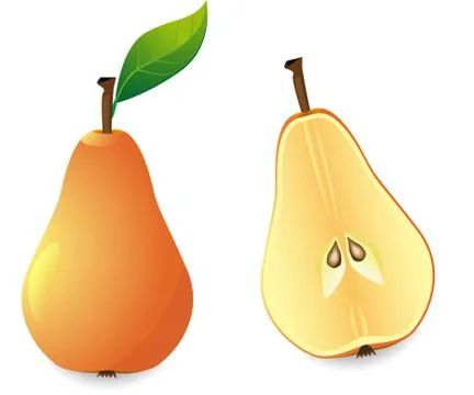 Yellow pear and slice Stock Illustration