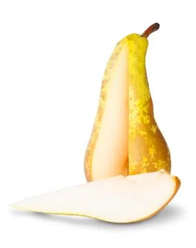 Yellow pear with cut out segment Stock Photos