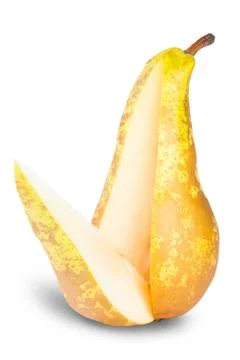 Yellow pear with cut Stock Photos