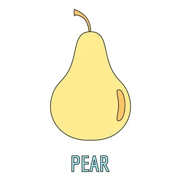Yellow pear fruit drawing isolated on white background Stock Illustration