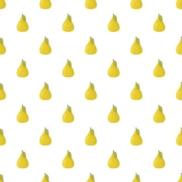 Yellow pear fruit seamless pattern on white background Stock Illustration