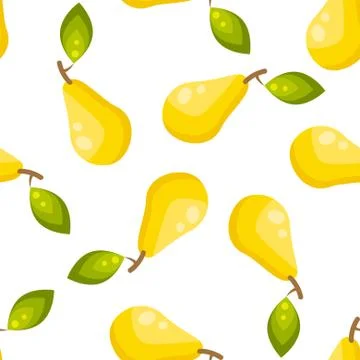 Yellow pear fruit seamless vector pattern Stock Illustration