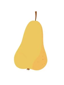 Yellow Pear Fruit Vector Illustration: Fresh Ripe Pear Isolated on White Ground Stock Illustration