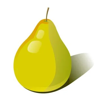 Yellow pear hand drawn vector realistic 3d with shadow isolated on white back Stock Illustration